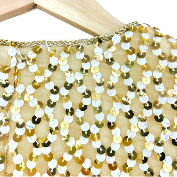 Steven Stoller US 14 American VINTAGE 80s Gold Sequin Bolero Crop Jacket - Picture 8 of 10